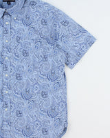 Vintage Tommy Hilfiger Sky Blue Paisley Regular Fit Short Sleeve Shirt - XL