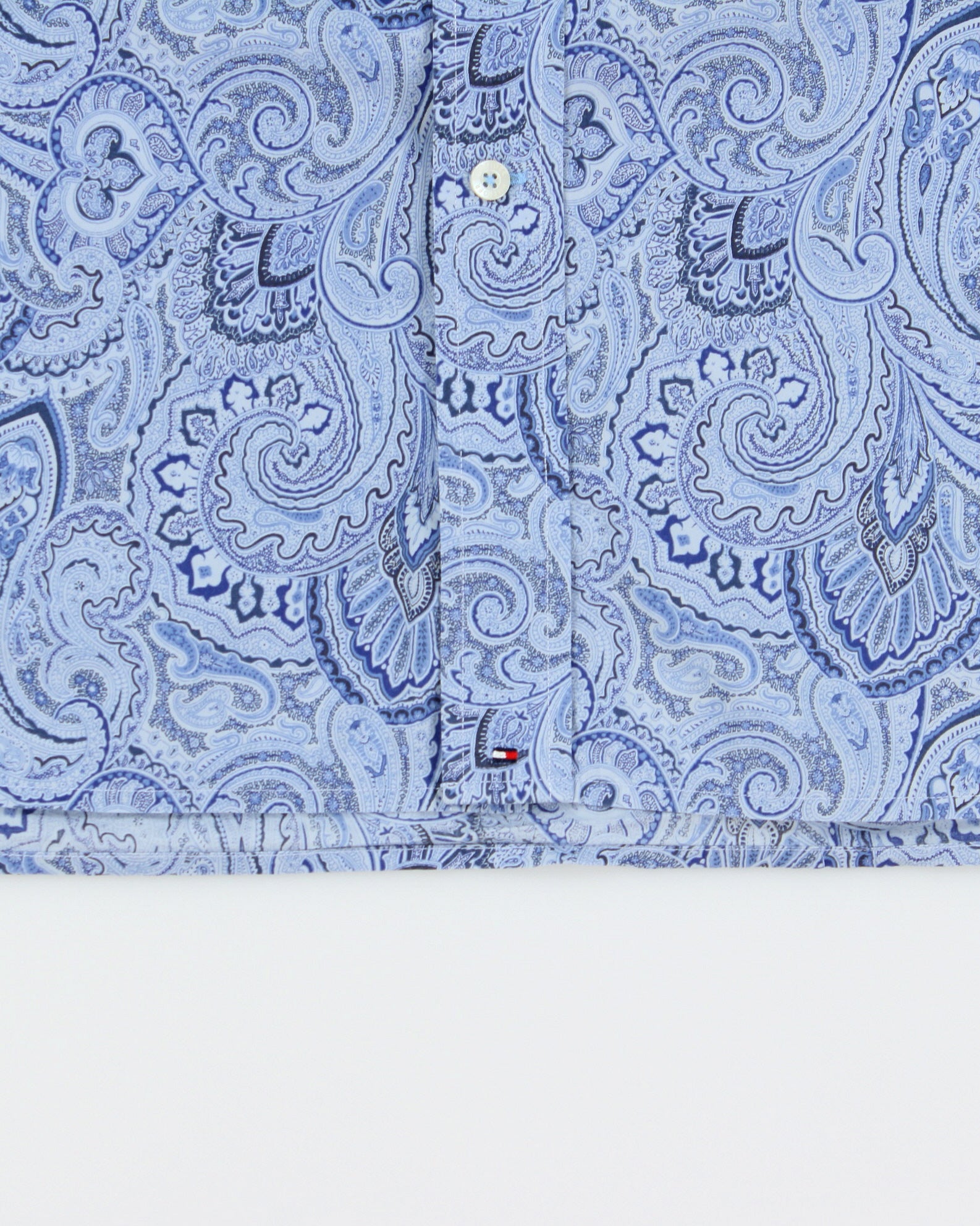Vintage Tommy Hilfiger Sky Blue Paisley Regular Fit Short Sleeve Shirt - XL