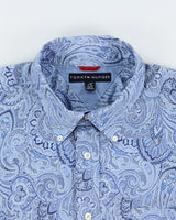 Vintage Tommy Hilfiger Sky Blue Paisley Regular Fit Short Sleeve Shirt - XL