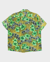 Vintage 1980s Aloha Authentic Hand-Screened Originals Floral Tiki Hawaiian Shirt - M