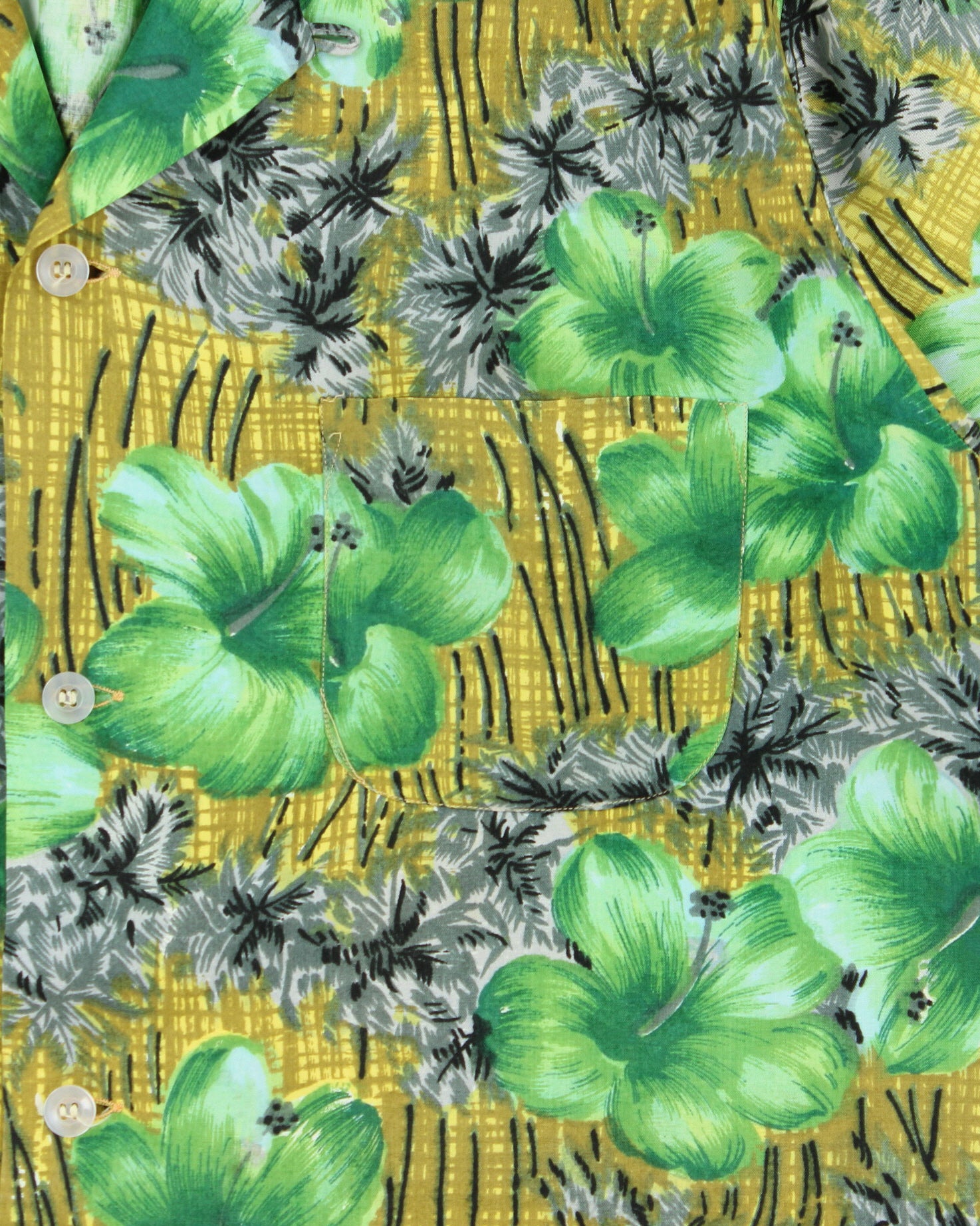 Vintage 1980s Aloha Authentic Hand-Screened Originals Floral Tiki Hawaiian Shirt - M