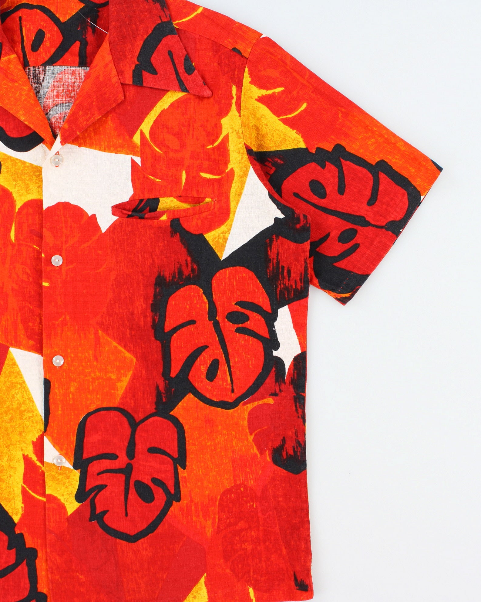 Vintage 1960s Tropical Hand Finished Made In Hawaii Bark Cloth Hawaiian Aloha Shirt - L