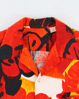 Vintage 1960s Tropical Hand Finished Made In Hawaii Bark Cloth Hawaiian Aloha Shirt - L