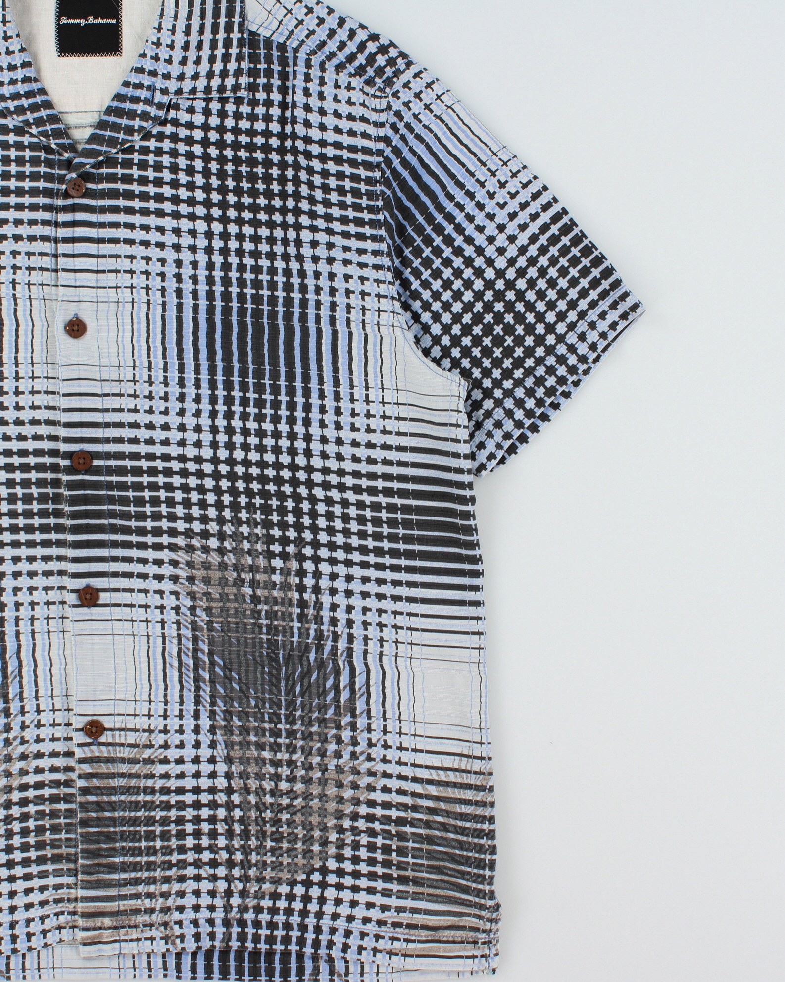 Vintage Tommy Bahama Pattern Striped Silk Hawaiian Shirt - L