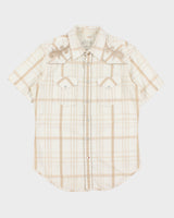 Vintage Y2K 00s Guess Plaid Embroidered Pearl Snap Button Short Sleeve Western Shirt - M