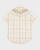 Vintage Y2K 00s Guess Plaid Embroidered Pearl Snap Button Short Sleeve Western Shirt - M