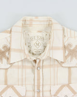 Vintage Y2K 00s Guess Plaid Embroidered Pearl Snap Button Short Sleeve Western Shirt - M