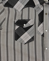 Vintage Diesel Striped Plaid Patch Pearl Snap Button Short Sleeve Western Shirt - XXL