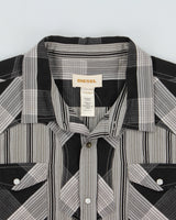 Vintage Diesel Striped Plaid Patch Pearl Snap Button Short Sleeve Western Shirt - XXL