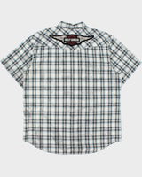 Vintage Harley Davidson Smokey Plaid Patch Embroidered Short Sleeve Biker Shirt - XL