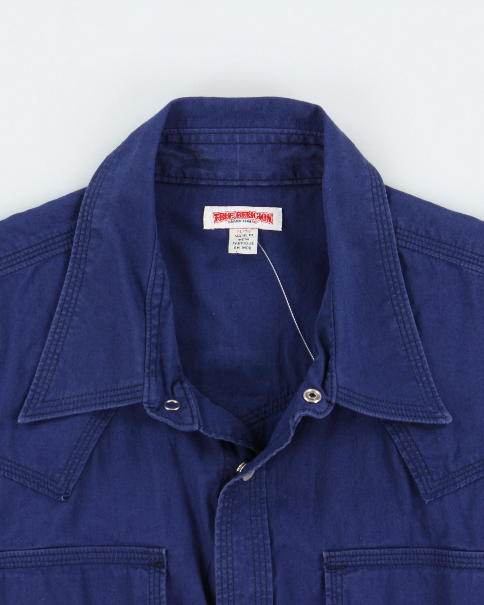 Vintage True Religion Chain Stitch Pearl Snap Button Short Sleeve Western Shirt - XL