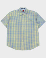 Vintage 1990s Tommy Hilfiger Plaid Classic Fit Short Sleeve Shirt - L