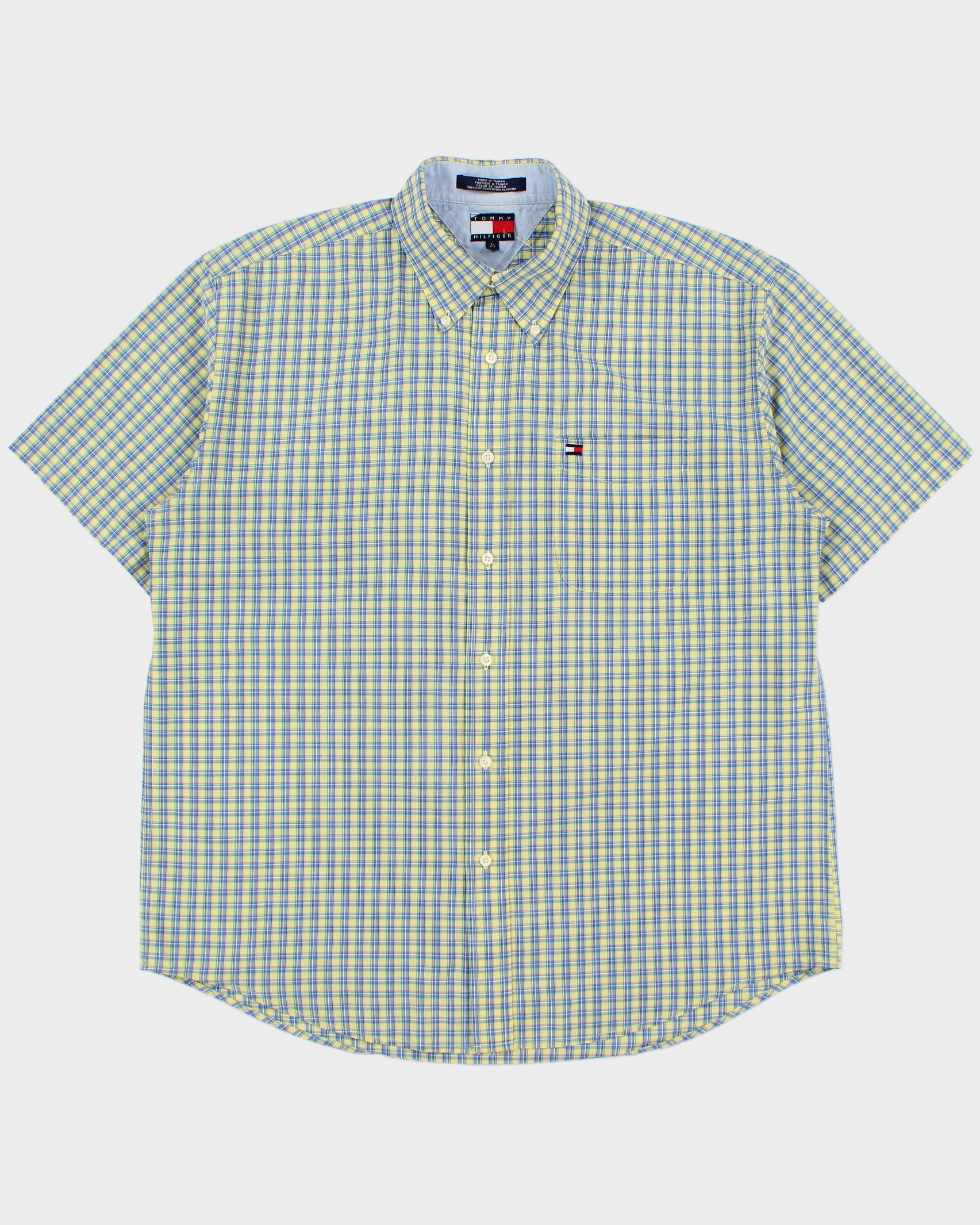 Vintage 1990s Tommy Hilfiger Plaid Classic Fit Short Sleeve Shirt - L