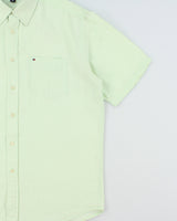 Vintage Tommy Hilfiger Mint Green Ocean Washed Linen Relaxed Fit Short Sleeve Shirt - M