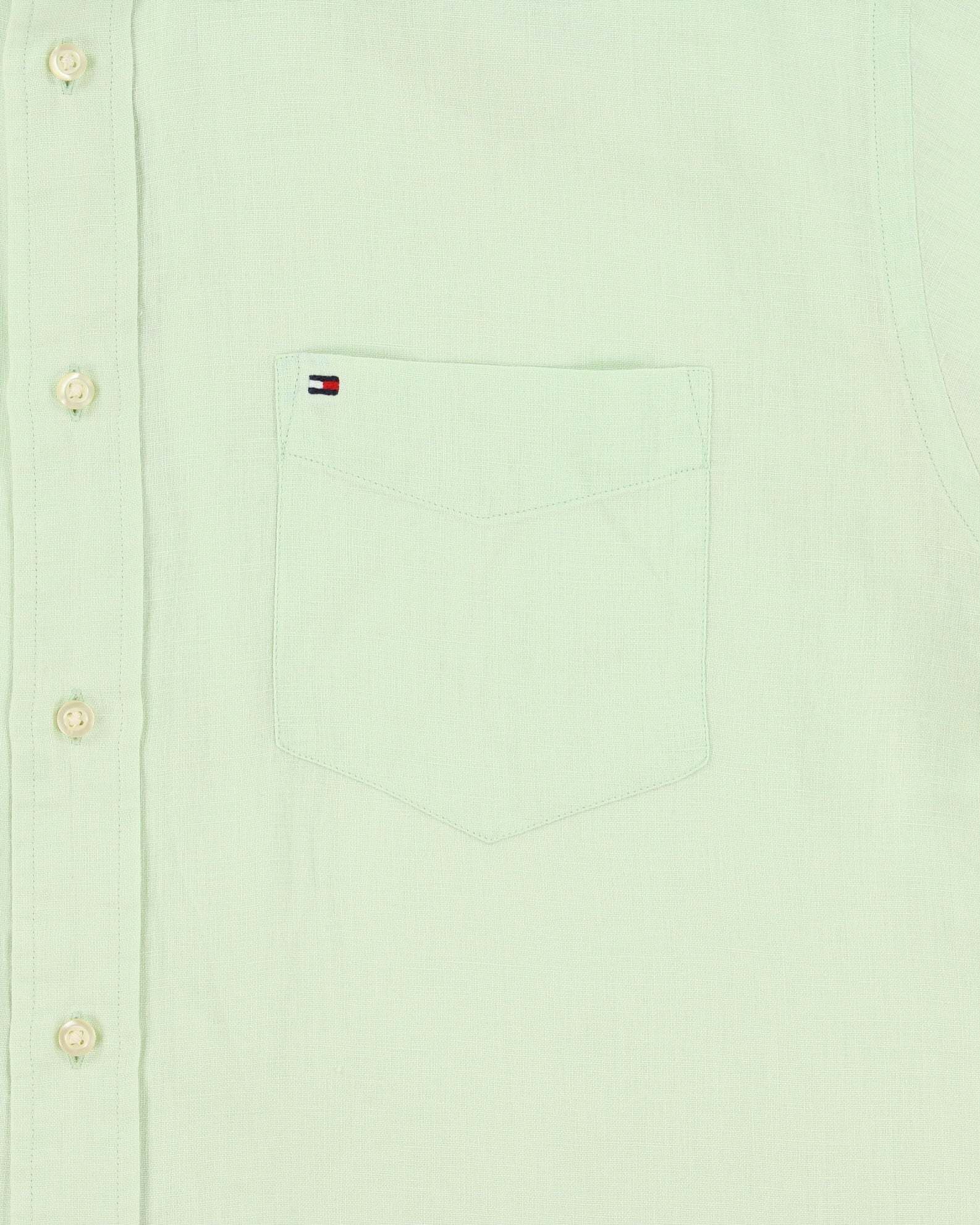 Vintage Tommy Hilfiger Mint Green Ocean Washed Linen Relaxed Fit Short Sleeve Shirt - M