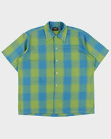 Vintage 1970s Town Craft JC Penneys Gradient Check Penn Press Short Sleeve Shirt - L