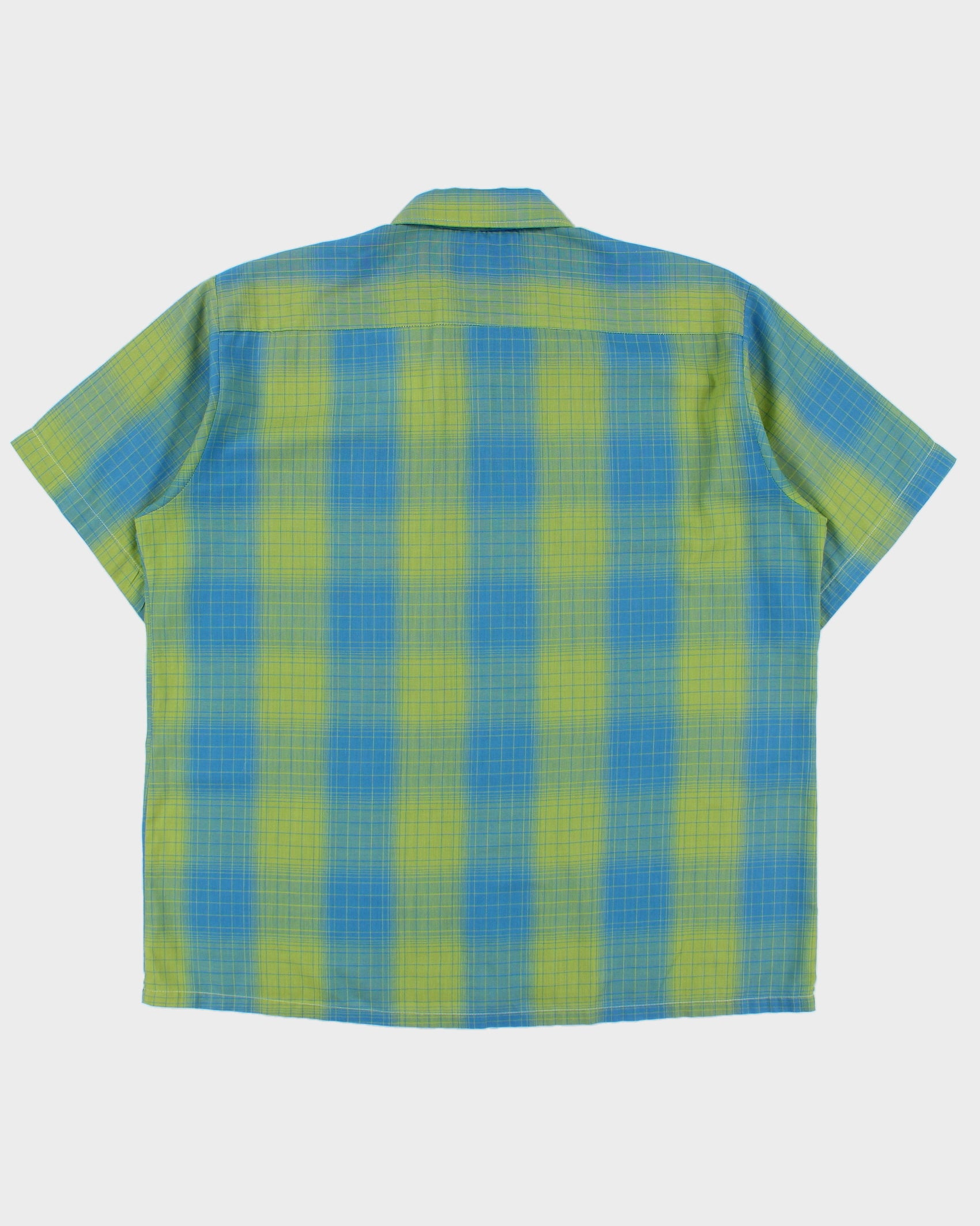 Vintage 1970s Town Craft JC Penneys Gradient Check Penn Press Short Sleeve Shirt - L