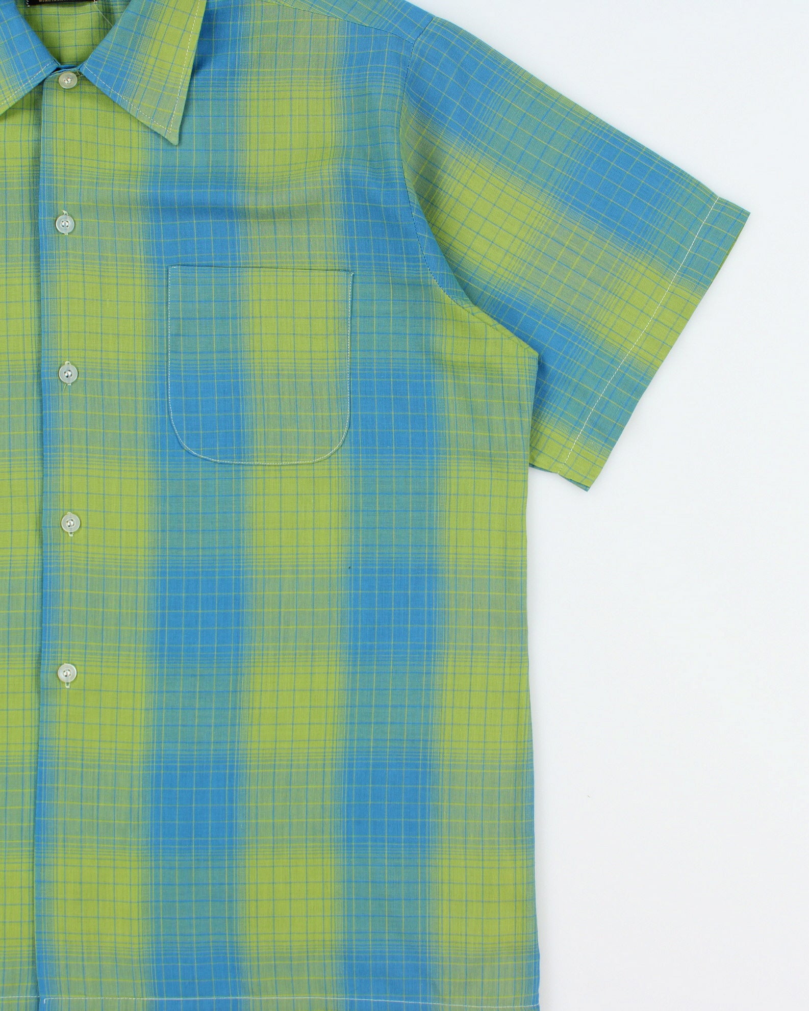Vintage 1970s Town Craft JC Penneys Gradient Check Penn Press Short Sleeve Shirt - L