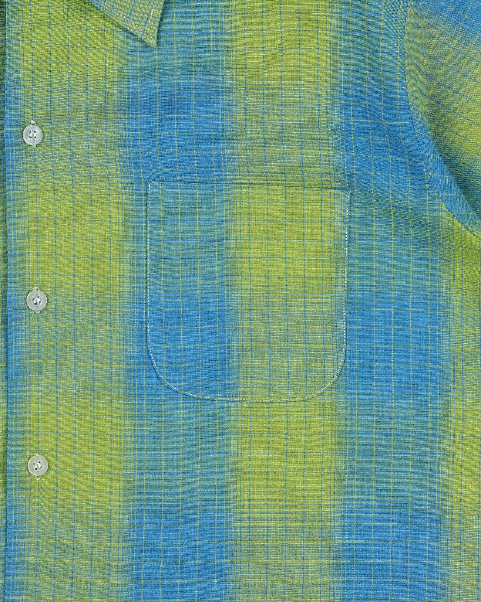 Vintage 1970s Town Craft JC Penneys Gradient Check Penn Press Short Sleeve Shirt - L
