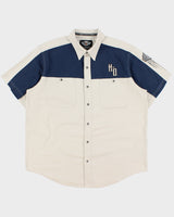 Vintage Harley Davidson Embroidered Snap Button Short Sleeve Biker Shirt - XL