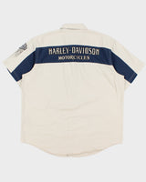 Vintage Harley Davidson Embroidered Snap Button Short Sleeve Biker Shirt - XL