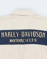 Vintage Harley Davidson Embroidered Snap Button Short Sleeve Biker Shirt - XL