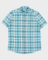 Vintage Y2K 00s Lacoste Plaid Linen Slim Fit Short Sleeve Shirt - L