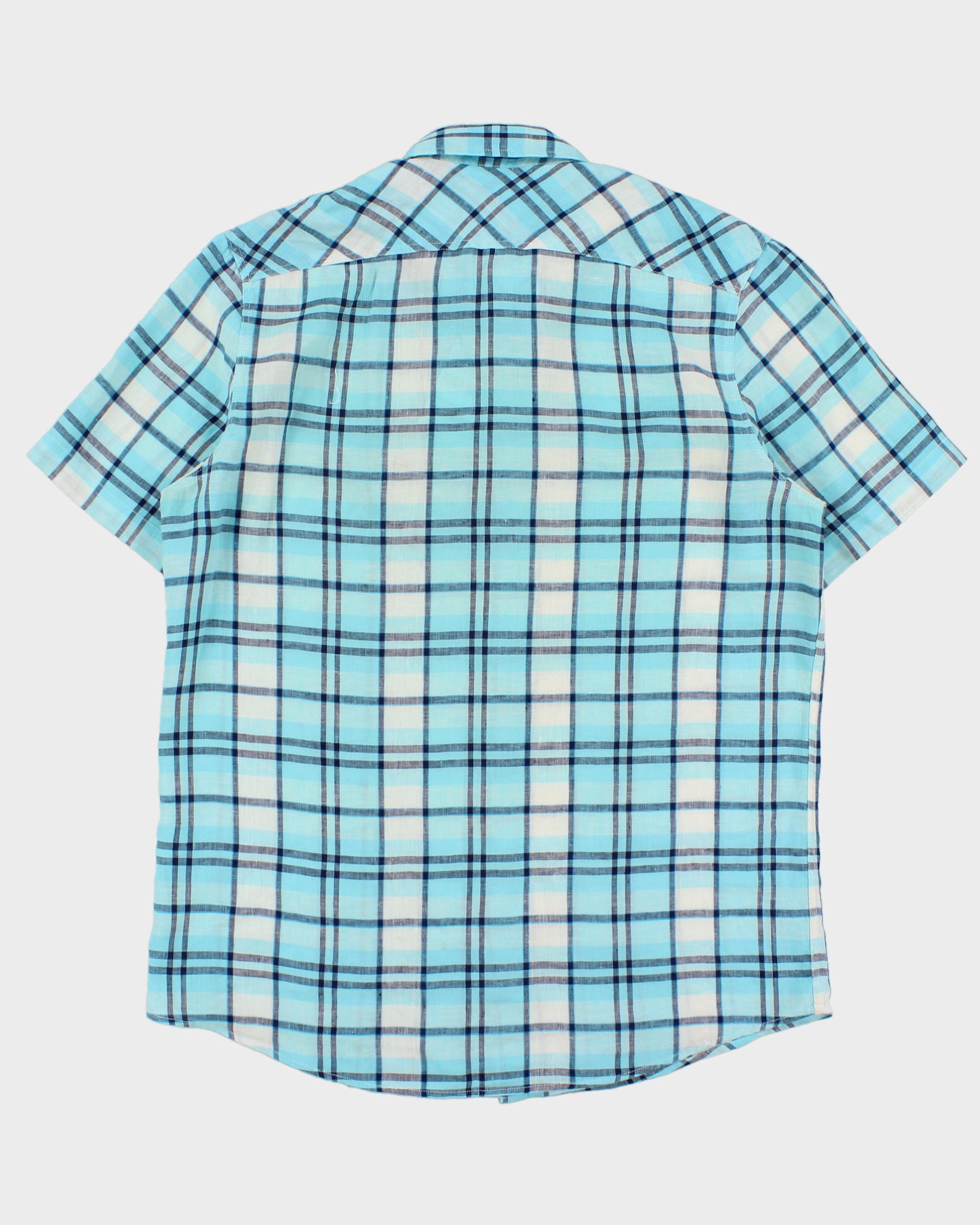 Vintage Y2K 00s Lacoste Plaid Linen Slim Fit Short Sleeve Shirt - L