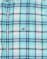 Vintage Y2K 00s Lacoste Plaid Linen Slim Fit Short Sleeve Shirt - L
