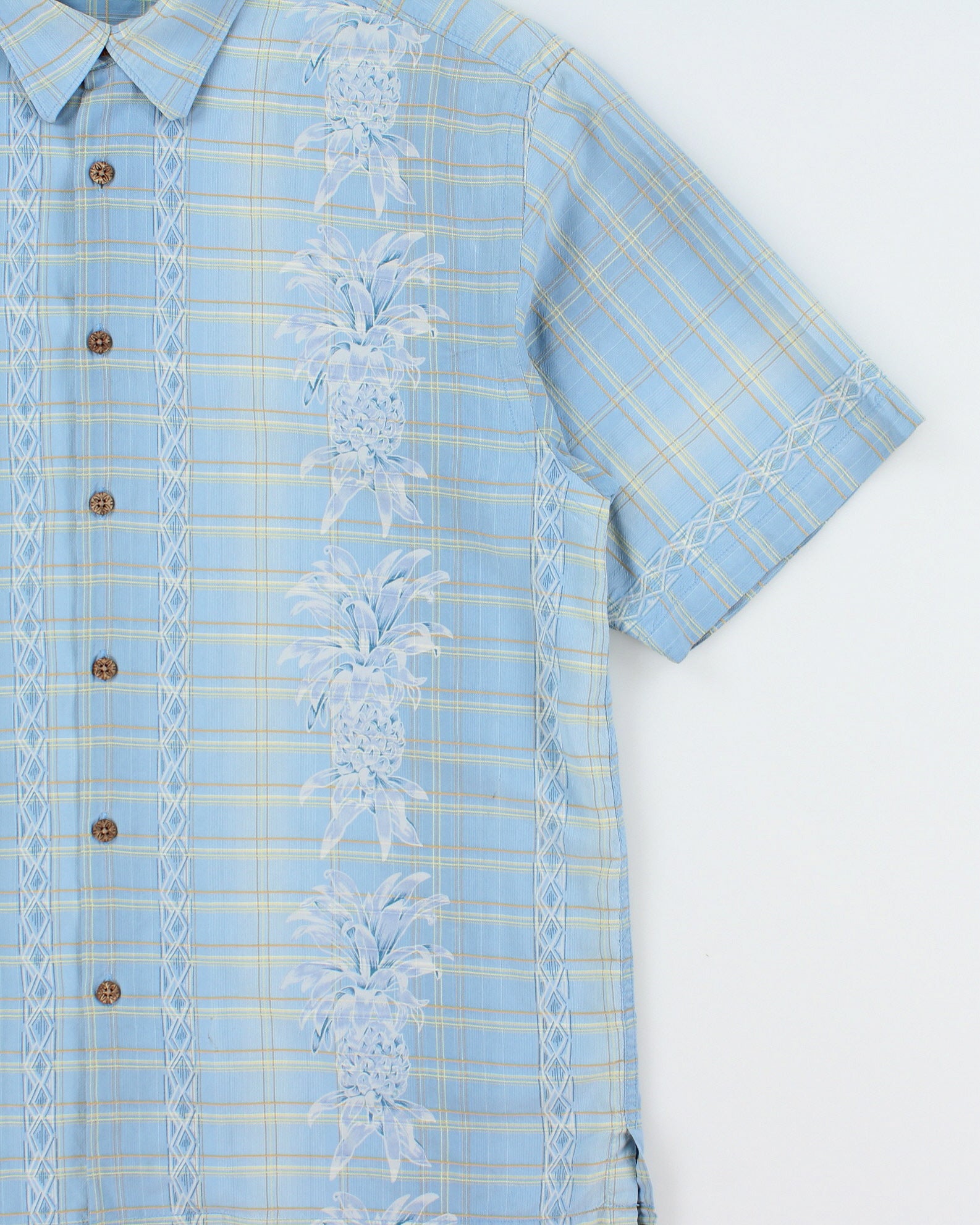 Vintage Y2K 00s Tommy Bahama Pattern Plaid Silk Relaxed Fit Short Sleeve Shirt - L