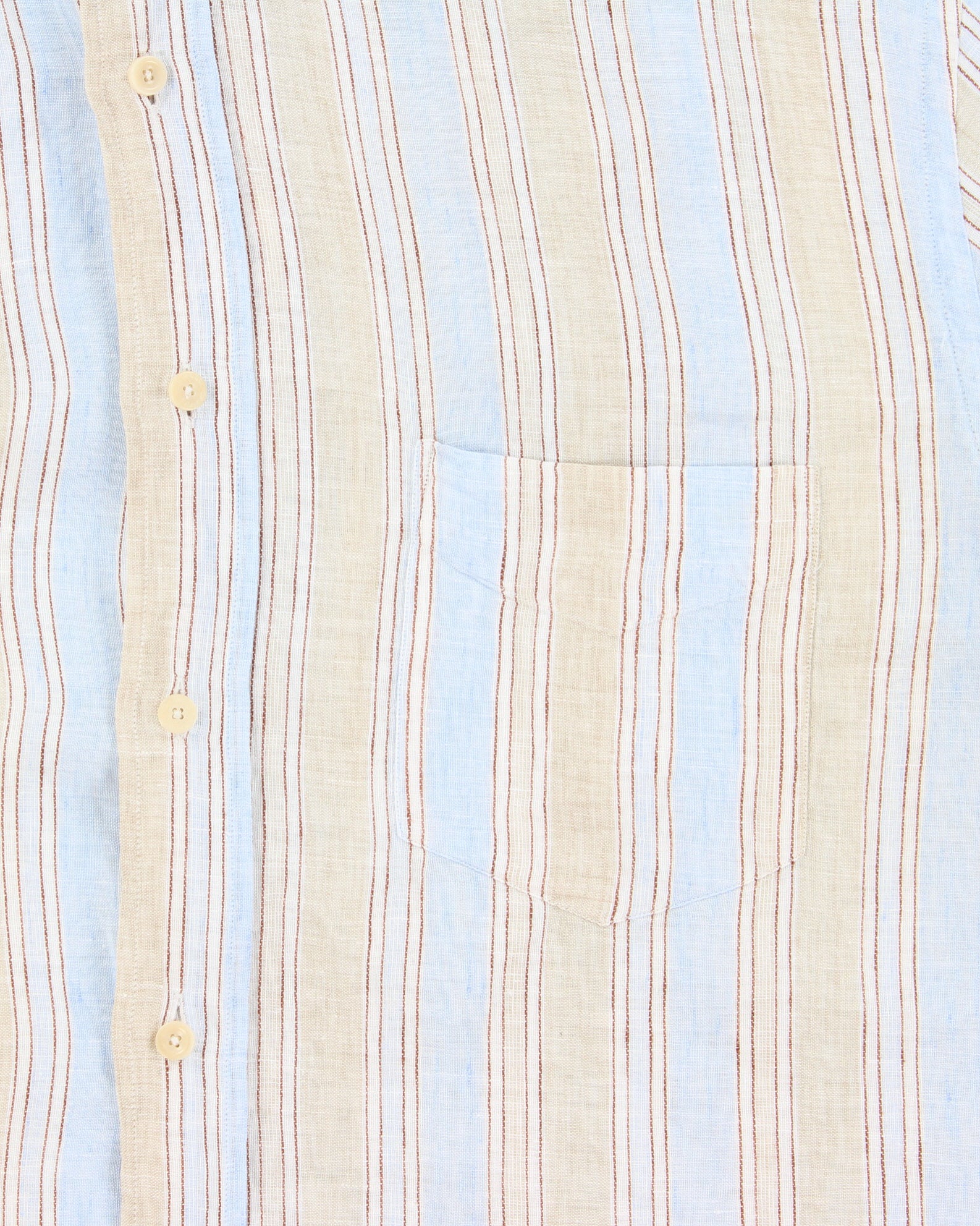 Vintage Y2K 00s Canali Striped Ocean Wash Linen Relaxed Fit Long Sleeve Shirt - XXL