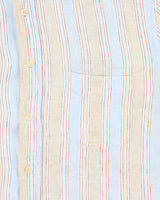 Vintage Y2K 00s Canali Striped Ocean Wash Linen Relaxed Fit Long Sleeve Shirt - XXL