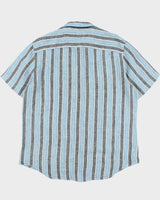 Vintage Perry Ellis Striped Linen Relaxed Fit Short Sleeve Shirt - XL