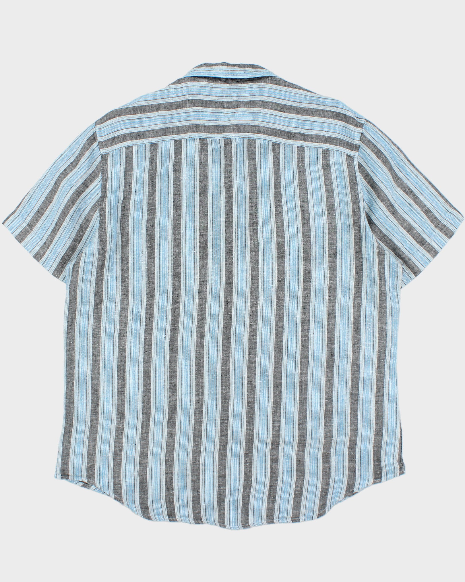 Vintage Perry Ellis Striped Linen Relaxed Fit Short Sleeve Shirt - XL