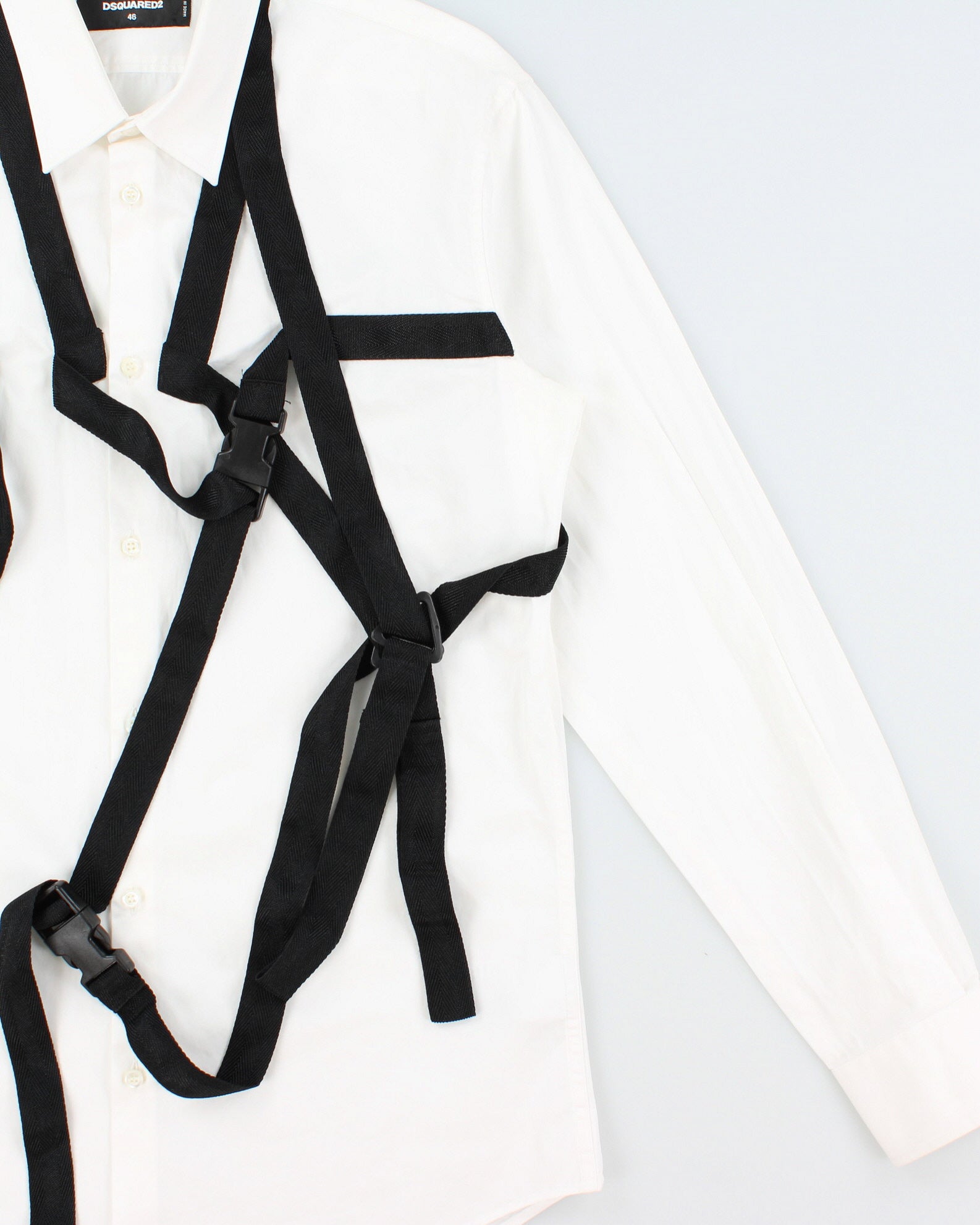 Dsquared2 White Harness Strap Slim Fit Long Sleeve Shirt - S