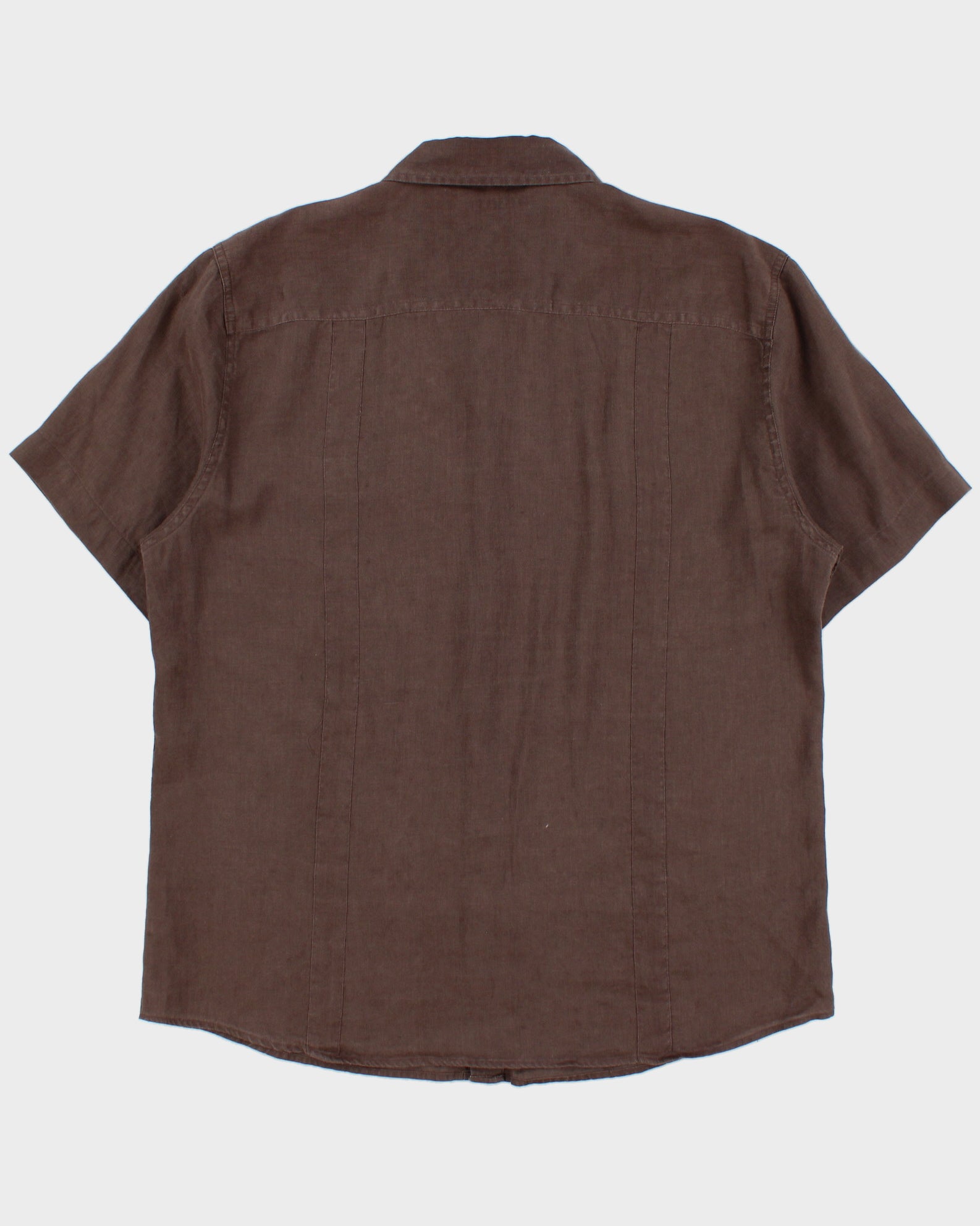 Vintage Y2K 00s RW&amp;CO Brown Linen Short Sleeve Pocket Shirt - XL