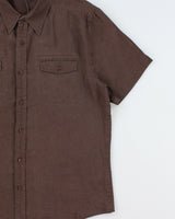 Vintage Y2K 00s RW&amp;CO Brown Linen Short Sleeve Pocket Shirt - XL