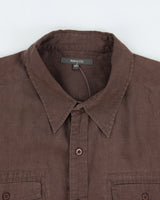 Vintage Y2K 00s RW&amp;CO Brown Linen Short Sleeve Pocket Shirt - XL