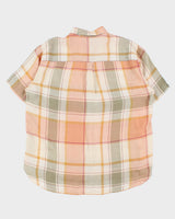 Vintage 1990s Lorenzini Plaid Made In Italy Ocean Wash Linen Relaxed Fit Short Sleeve Shirt - XL
