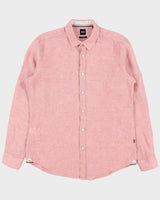 Hugo Boss Pale Pink Lukas Ocean Wash Linen Regular Fit Long Sleeve Shirt - L