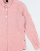 Hugo Boss Pale Pink Lukas Ocean Wash Linen Regular Fit Long Sleeve Shirt - L