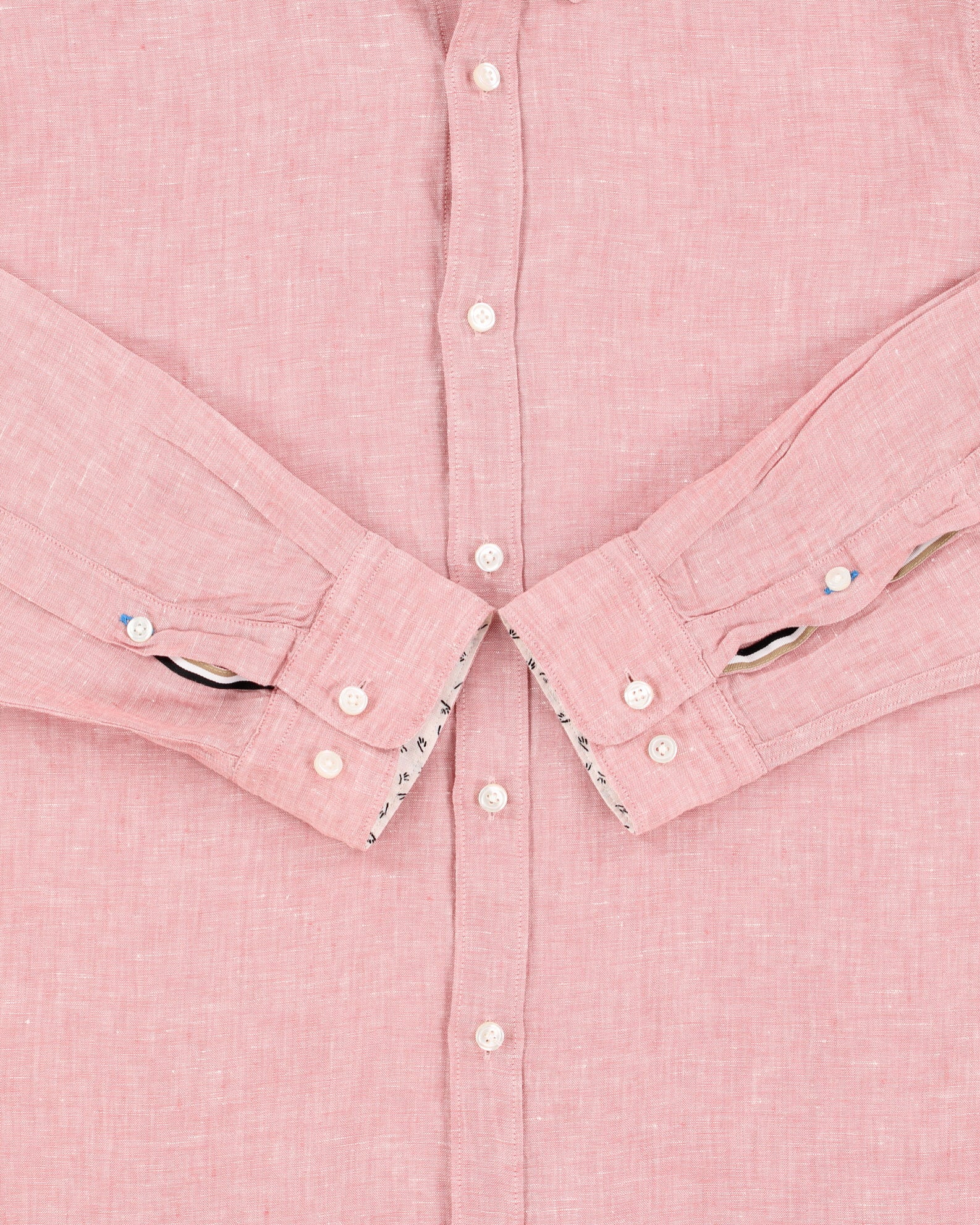 Hugo Boss Pale Pink Lukas Ocean Wash Linen Regular Fit Long Sleeve Shirt - L