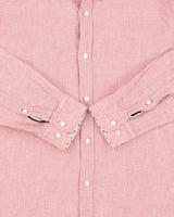 Hugo Boss Pale Pink Lukas Ocean Wash Linen Regular Fit Long Sleeve Shirt - L