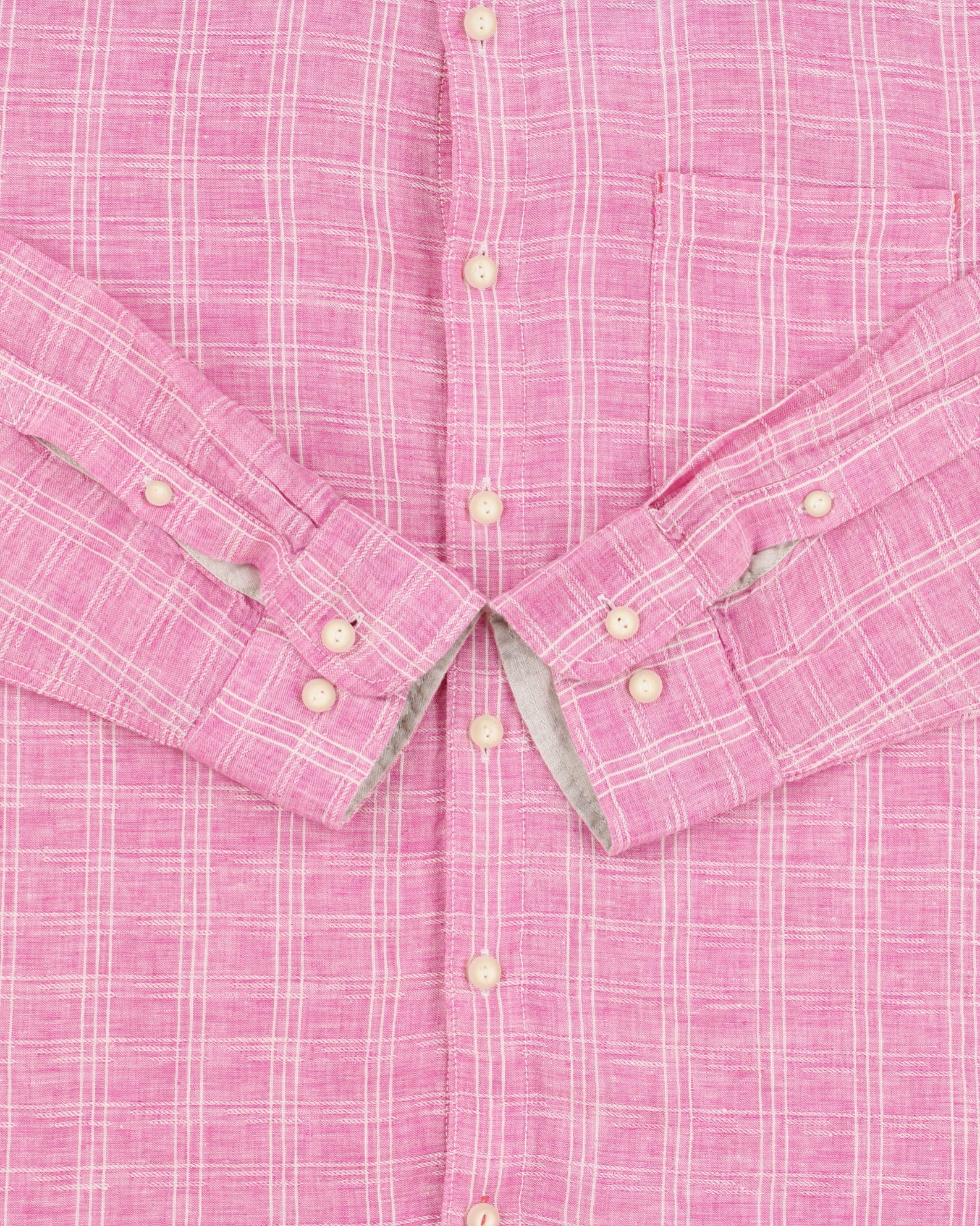 Vintage Tommy Bahama Hot Pink Check Ocean Wash Linen Relaxed Fit Long Sleeve Shirt - XL