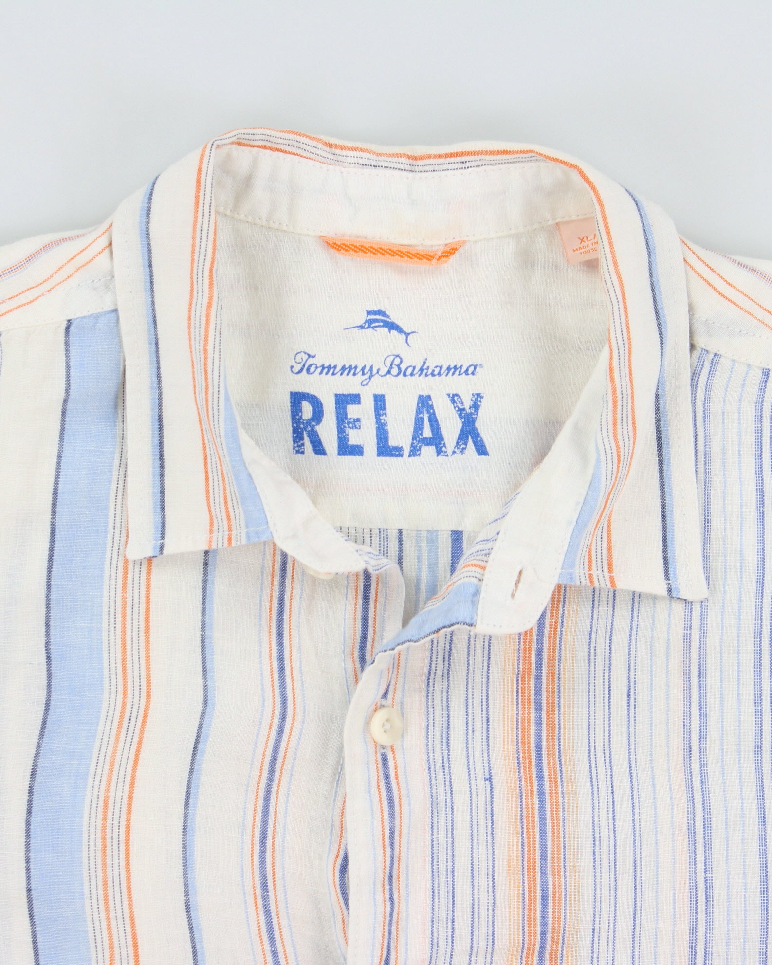 Vintage Tommy Bahama Striped Linen Relaxed Fit Long Sleeve Shirt - XL