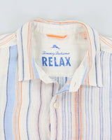 Vintage Tommy Bahama Striped Linen Relaxed Fit Long Sleeve Shirt - XL
