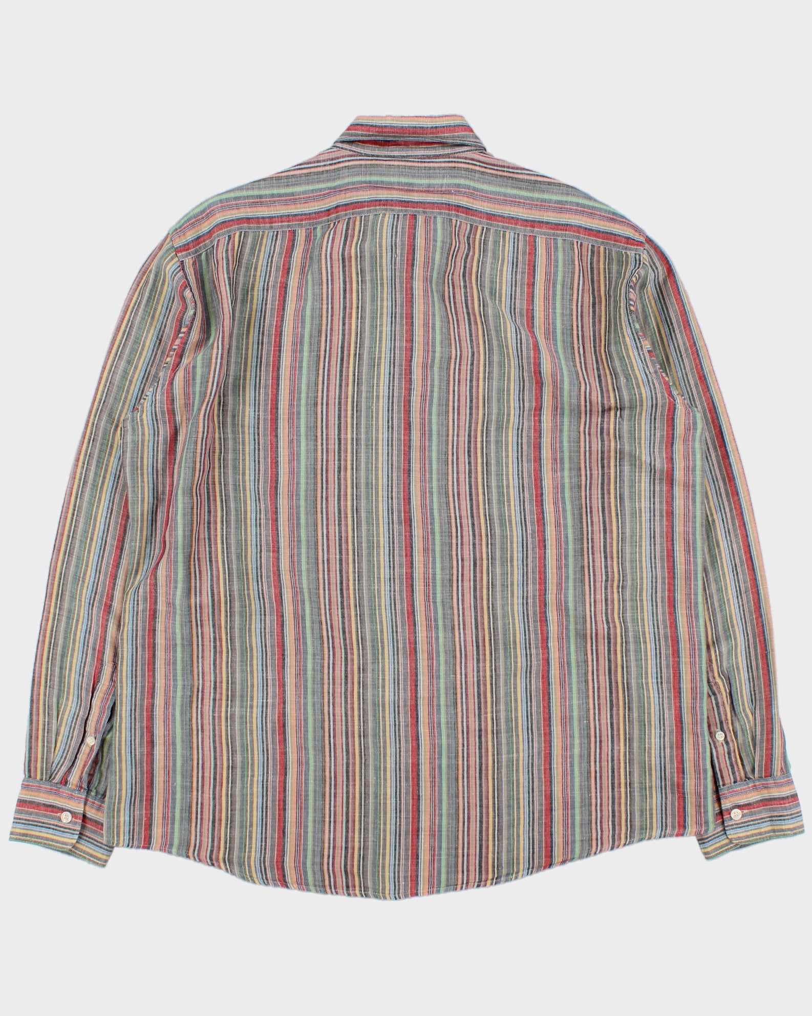 Vintage J.Crew Multicolour Striped Linen Blend Regular Fit Long Sleeve Shirt - L