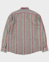Vintage J.Crew Multicolour Striped Linen Blend Regular Fit Long Sleeve Shirt - L