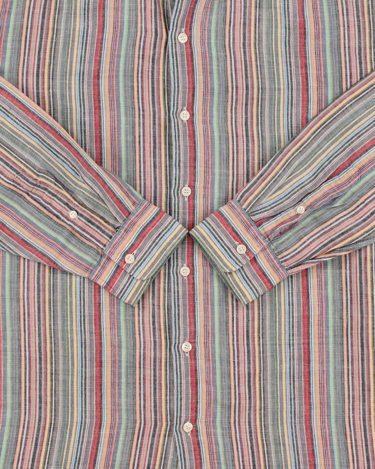 Vintage J.Crew Multicolour Striped Linen Blend Regular Fit Long Sleeve Shirt - L