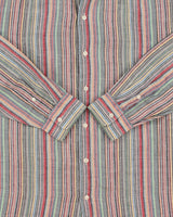 Vintage J.Crew Multicolour Striped Linen Blend Regular Fit Long Sleeve Shirt - L